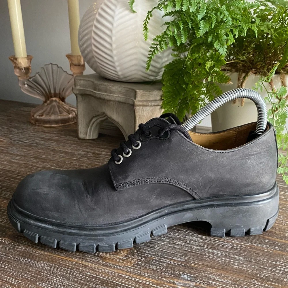 VTG Y2K John Fluevog “Tuesday Everyday Derby” Black Leather Unisex Men 7 Women 9